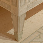 Embroidered wooden furniture decorates Nullus Locus installation