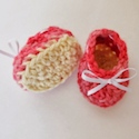 Crocheted baby bootees