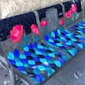 Embroidered street benches add color to neighborhood