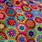 Kristin's scrappy hexagon crochet afghan
