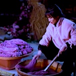A dyed wool cloak made from scratch in the chinese countryside