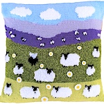 Sheep on the Hillside Pillow by Denny Gould