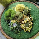 Julia Shore's mossy embroideries use hand-dyed velvet, wool, sequins and beads