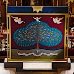 The King's anointing screen made from NZ wool