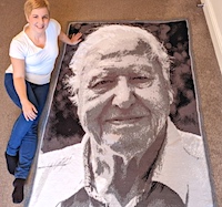 David Attenborough image crocheted into a blanket