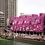 Ibrahim Mahama wraps Barbican Centre in swathes of pink fabric