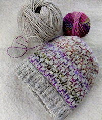 Cottage Garden hat using left-over yarn, nilsenkristi