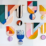 Colour-blocked wall hangings  by Emily Van Hoff