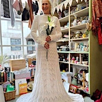Great-grandmother hand-knits wedding dress in just 3 weeks