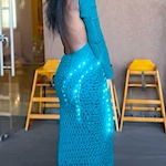 Transforming crochet top into a light-up dress