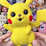 Maker creates needle-felted Pikachu