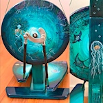 Hand painted spinning wheel, The Mermaid
