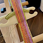 Tablet weaving with handspun silk hankies